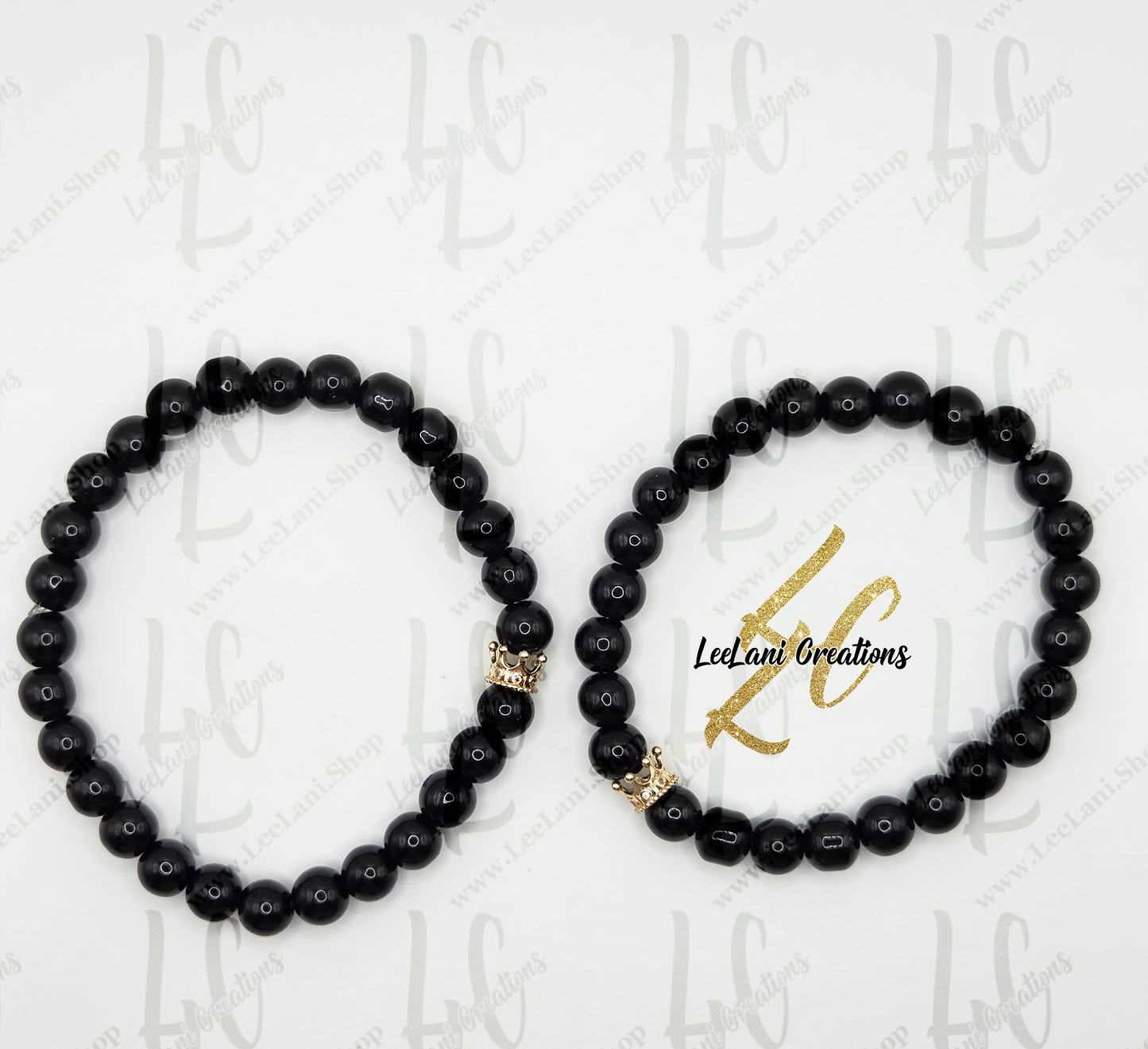 Black Glass Stone Men’s Bracelet – Strength • Protection • Confidence