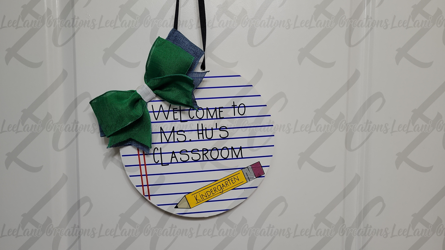 Personalized Classroom Door Sign - Custom Teacher Name & Grade
