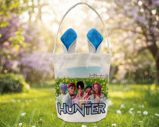 K-Pop Inspired Personalized Easter Basket – Bunny Ear Custom Name Tote (Limited Easter Stock)