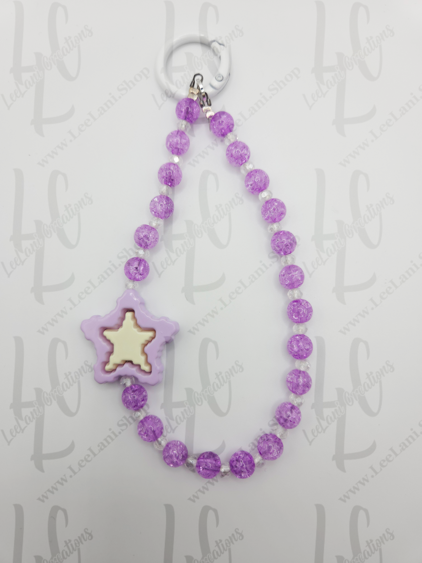 Purple Star Beaded Phone Wristlet Strap| Purple Star Charm | Aesthetic Beaded Phone Charm