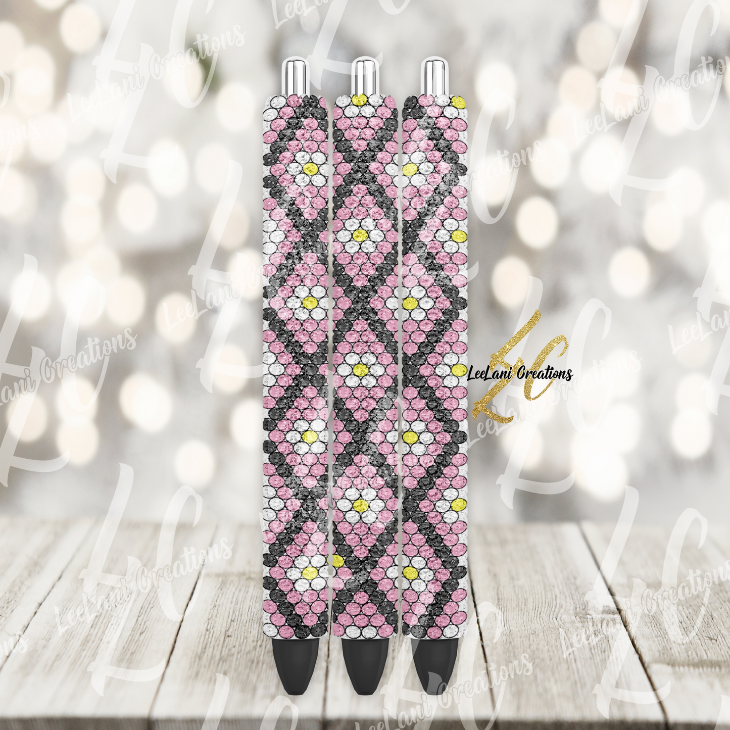 Handmade Rhinestone Flower Gel Pen | Luxury Bling Click Pen | Custom Colors Available