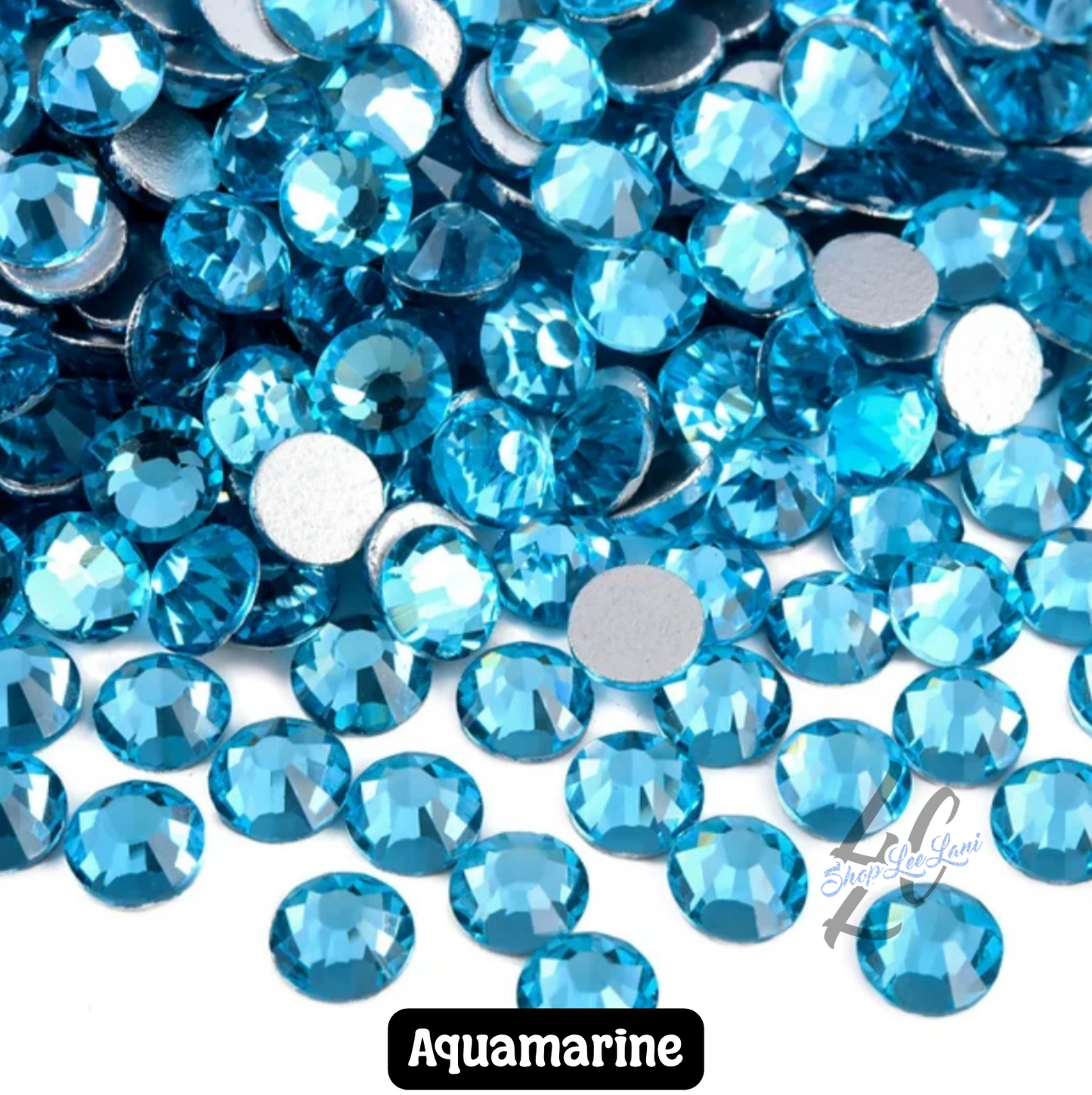 Aquamarine Glass Rhinestones SS6 SS10 ✨ High Quality Flatback Bling (1440 pcs Jar)