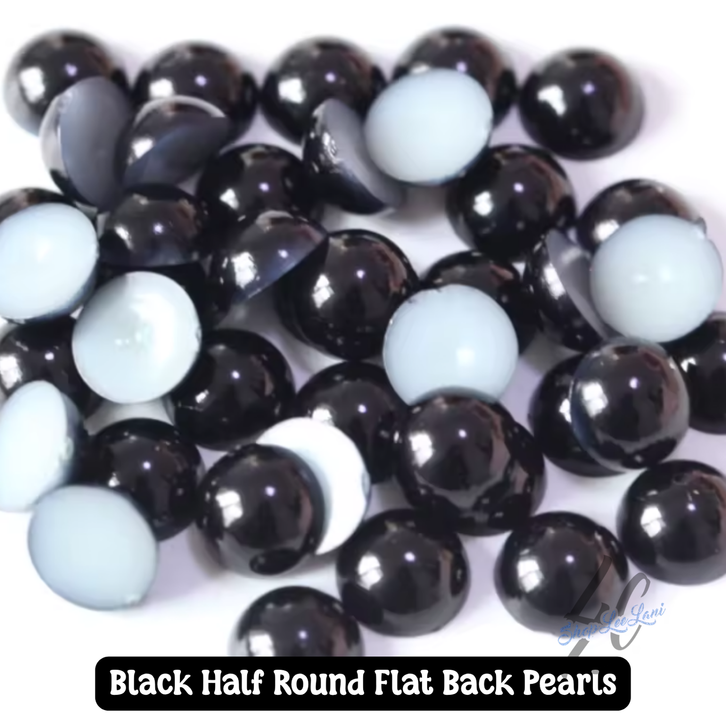 Black Half Round Flat Back Pearls 5mm ✨ ABS Flatback Pearls (Reusable Jar)