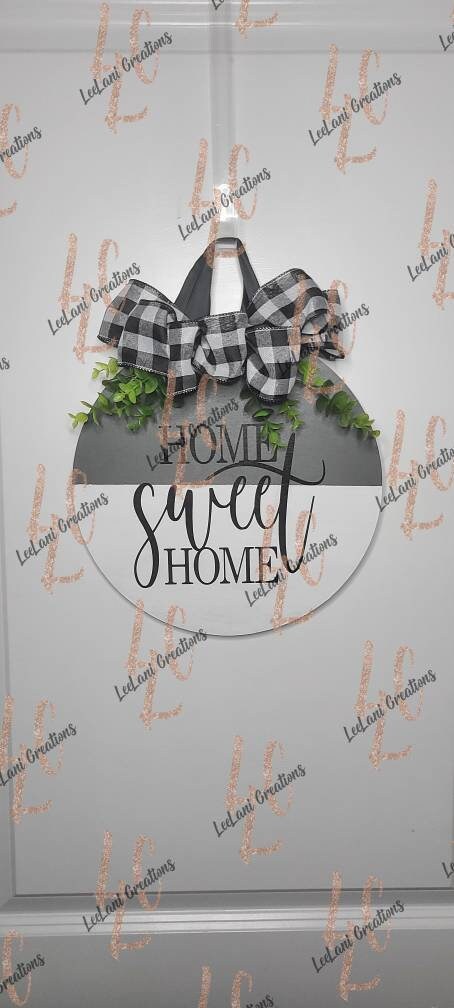 Home Sweet Home Door Sign| Farmhouse Sign | Front Door Decor | Round Welcome Sign | Wood Round Sign