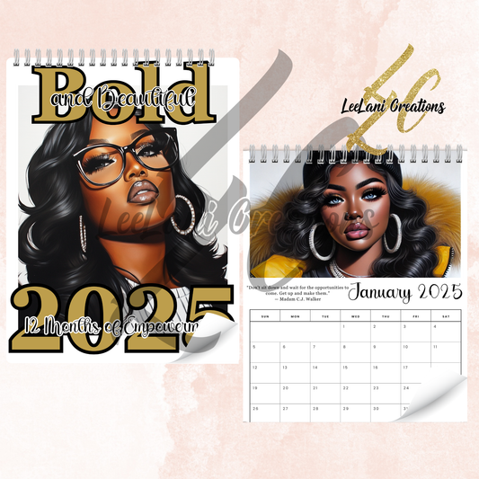 2025 Bold & Beautiful Calendar – 12 Months of Empowerment | 2025 Wall Calendar | Business Women Calendar