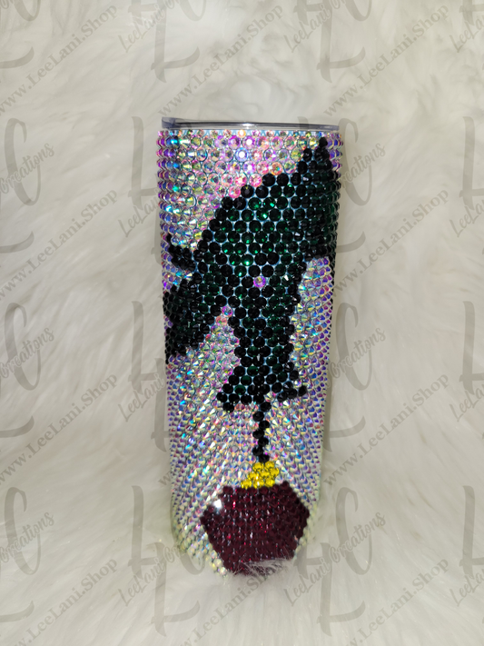 Grinch Hand Holding Christmas Ornament Bling Tumbler