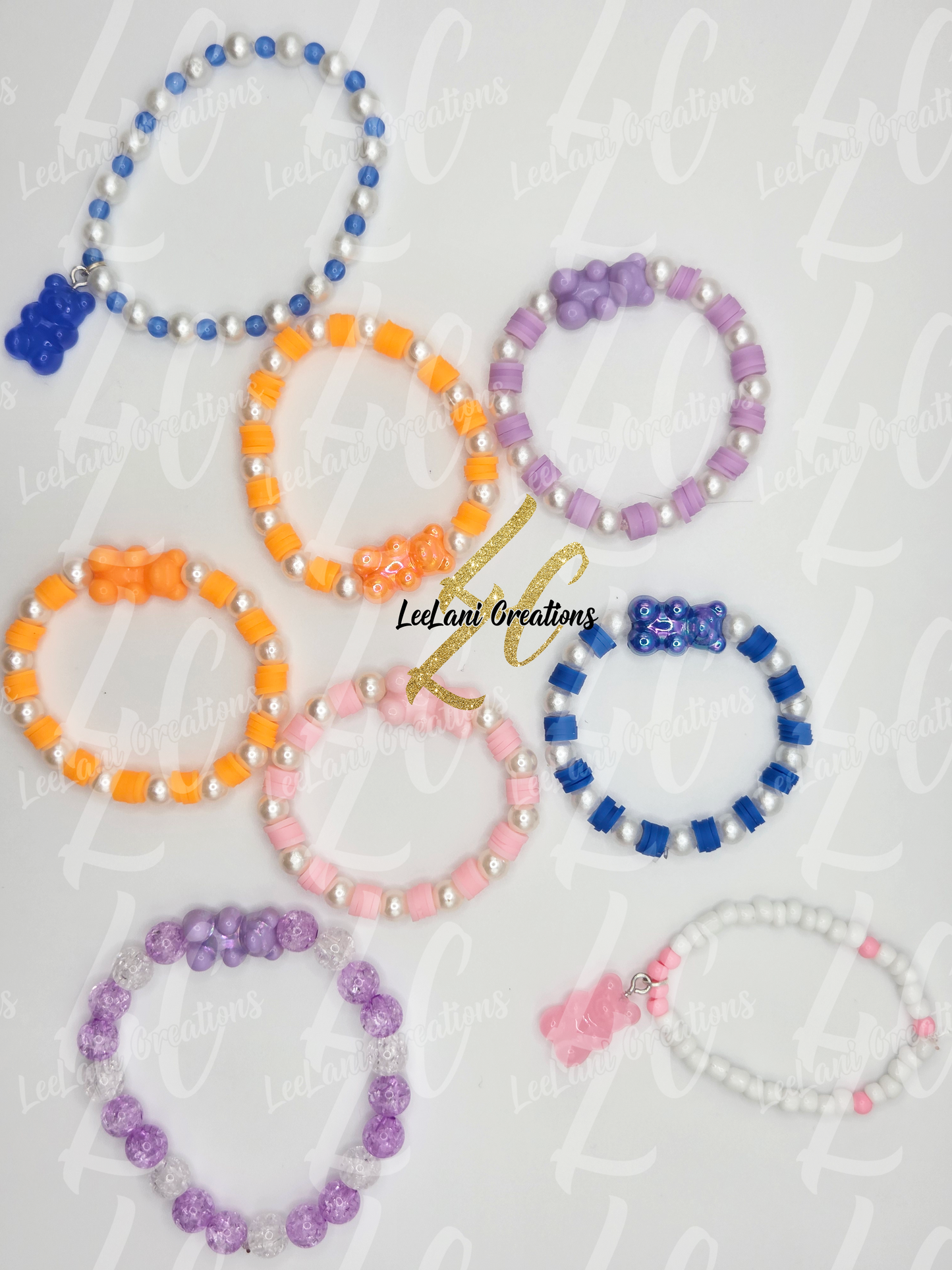 Gummy Bear Beaded Bracelet – Kawaii Pastel Stretch Charm Jewelry | Pearl Accent Beads | Kid & Teen Gift | Cute Candy Aesthetic