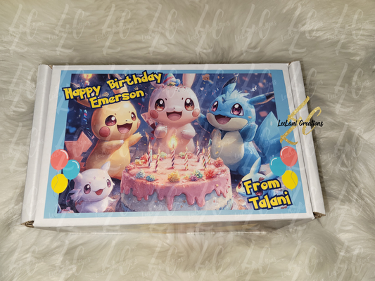 Custom birthday gift box with adorable character design for kids.
Customizable blank birthday box for DIY gifting.