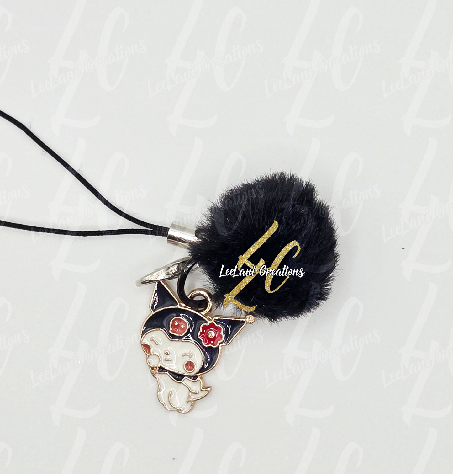 Fuzzy Kawaii Character Phone Charm – Soft Pom-Pom & Cute Charm Accessory | Sanrio-Inspired Bag Dangler | Wristlet Loop Keychain