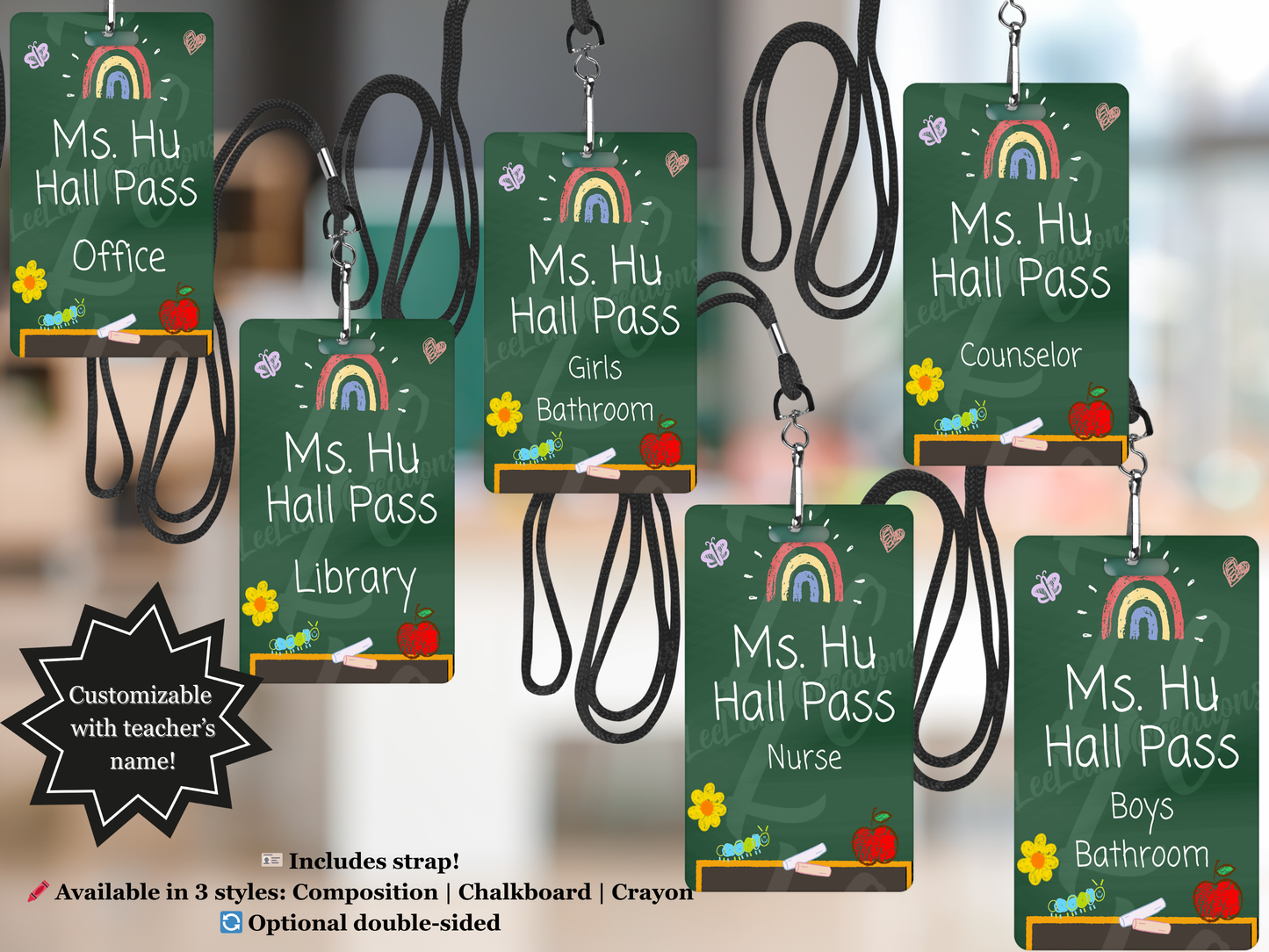 Custom Chalkboard Hall Passes – Set of 6 for Teachers