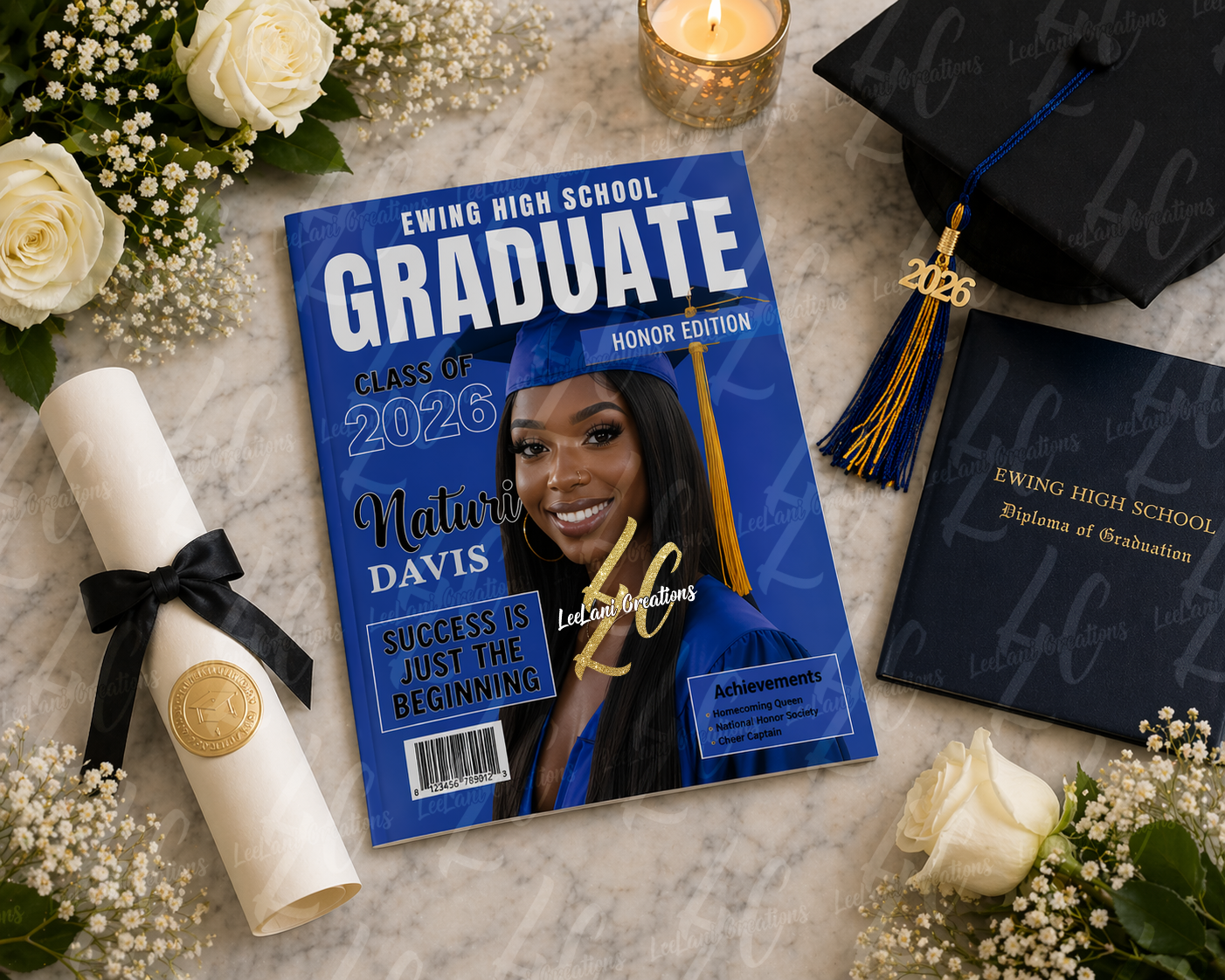 Custom Graduation Magazine — Personalized Senior Keepsake, Class of 2026 Honor Edition, 8-Page Custom Photo Magazine Gift