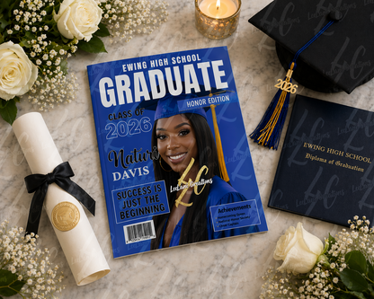 Custom Graduation Magazine — Personalized Senior Keepsake, Class of 2026 Honor Edition, 8-Page Custom Photo Magazine Gift