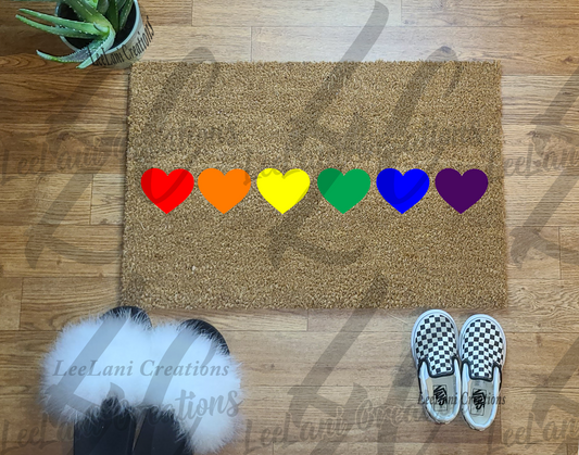 Hand-Painted Pride Doormat 🌈 – Celebrate Love and Inclusivity!