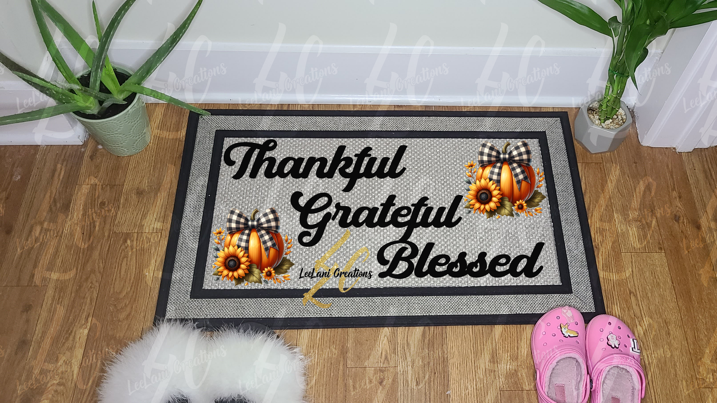 Thankful Grateful Blessed Fall Doormat