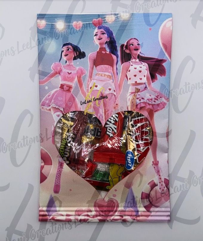 K Pop Valentine Treat Bags | Classroom Valentine Favor Bags | Cute Character Valentine Bags | Empty or Filled Candy Bags | Kids Valentine Exchange