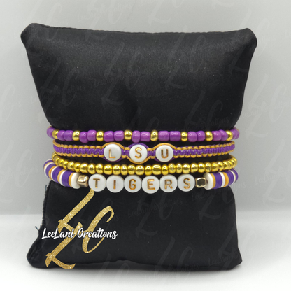 Custom Game Day Fan Stack Bracelets – Handmade Team Color Bracelet Set