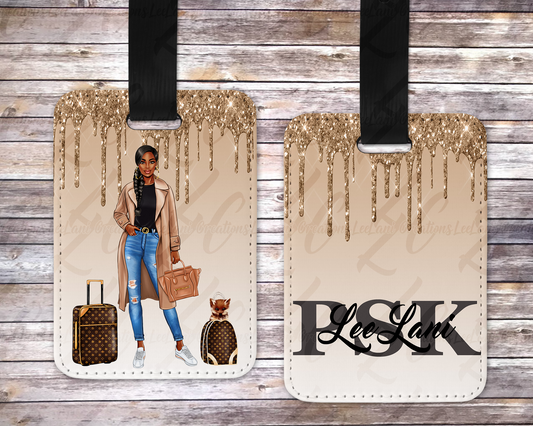 Customized Luggage Tag + Initial and Name| Double Sided  Luggage Tag