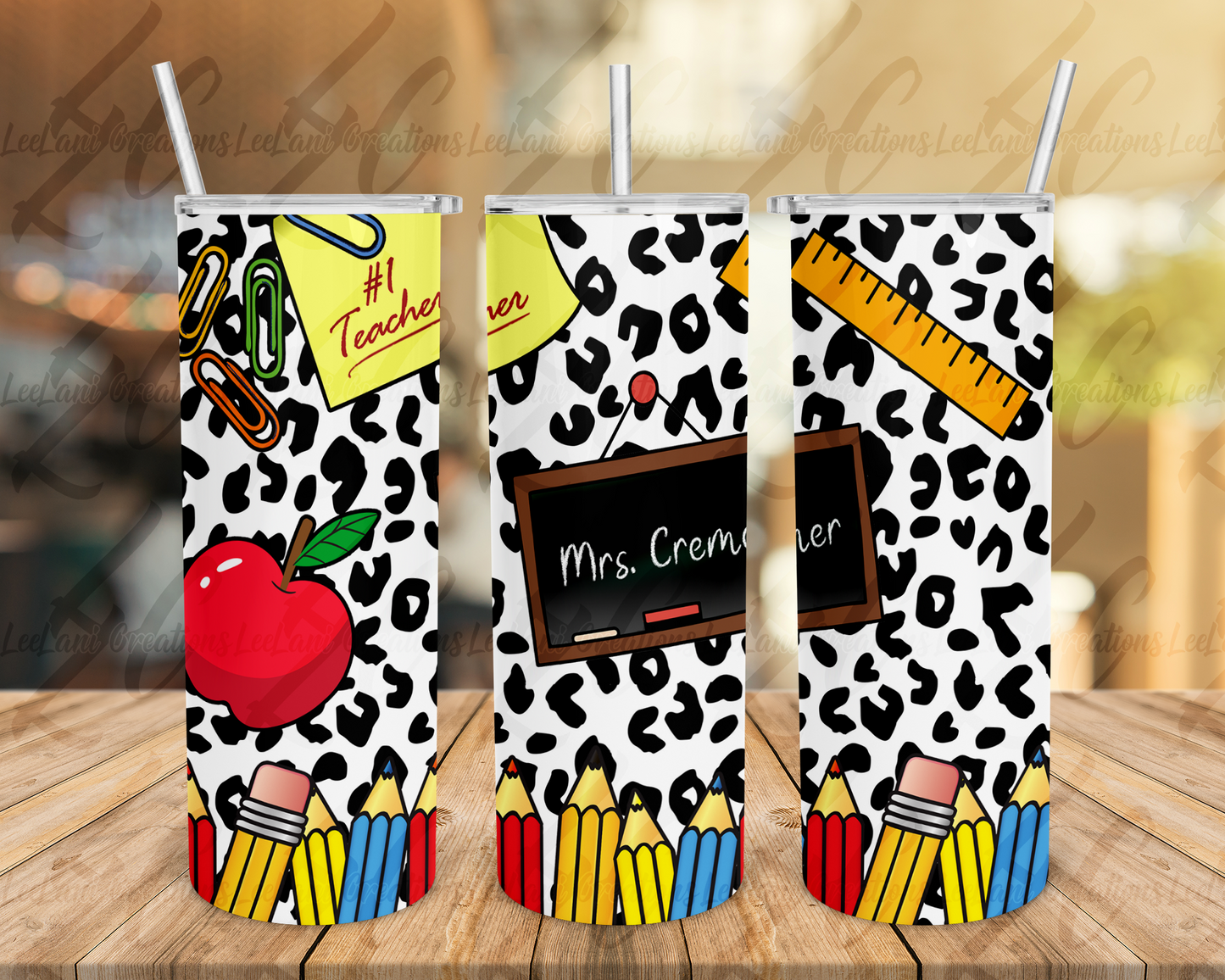 Customizable Teacher Tumbler - Perfect Gift for Teachers! #1 Teacher, Leopard Print Design