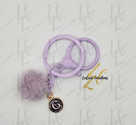 Pom Pom Initial Keychain – Fluffy Minimal Charm with Personalized Letter