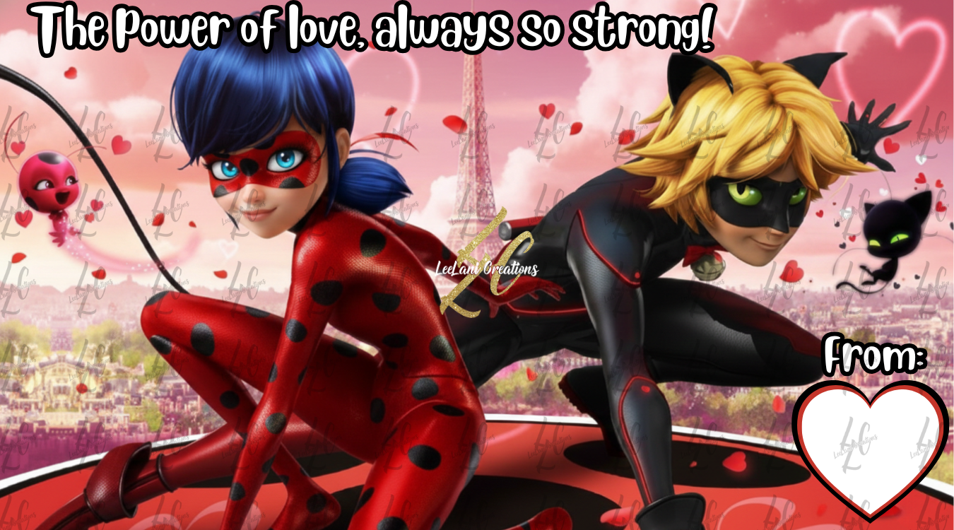Miraculous Ladybug Inspired Valentine’s Day Cards | Kids Classroom Valentines | Personalized or Blank |