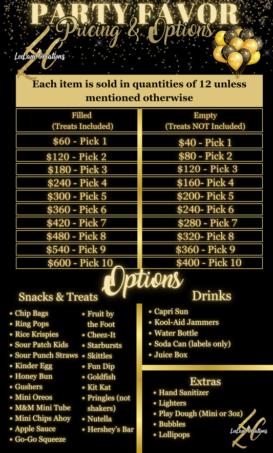 Pick 1 Custom Party Favor Package