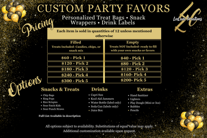 Custom Party Favors – Personalized Treat Bags, Snack Wrappers & More