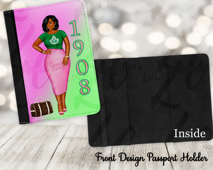 Pink & Green Personalized Passport Holder & Luggage Tag Set | Custom Travel Set