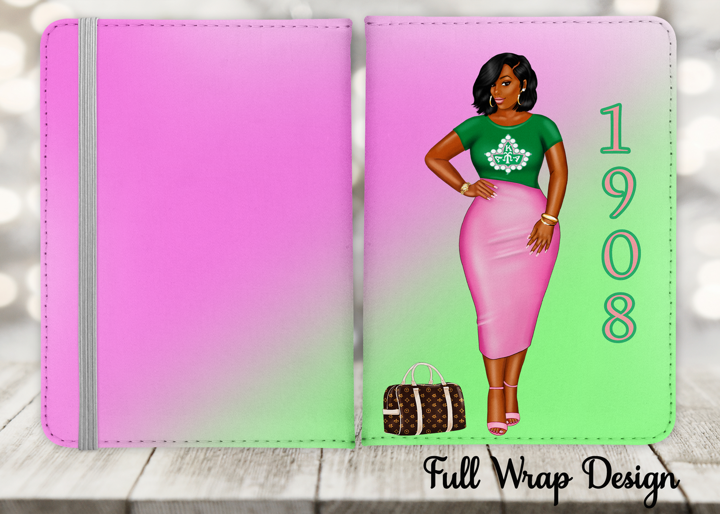 Pink & Green Personalized Passport Holder & Luggage Tag Set | Custom Travel Set