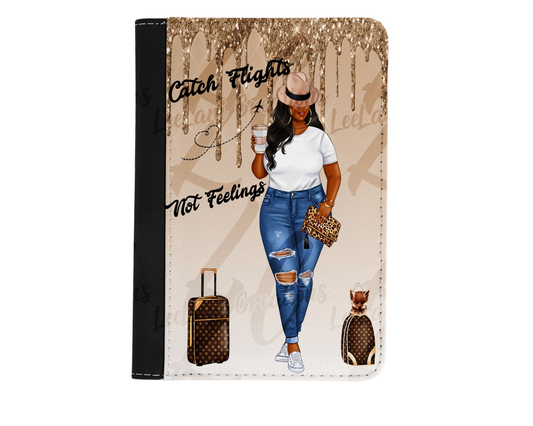 Personalized Catch Flights Not Feelings Passport Holder & Luggage Tag | Custom Travel Accessories