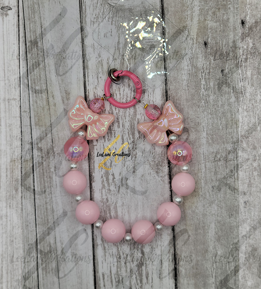 Pink Butterfly Beaded Phone Charm | Handmade Kawaii Phone Strap | Cute Bead Phone Wristlet for Women & Teens | Purse Chain | Bag Chain