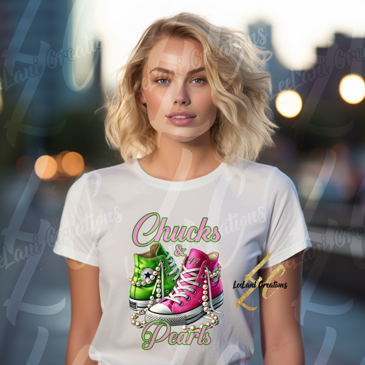 Chucks & Pearls Pink & Green Kamala Harris-Inspired Sweatshirt