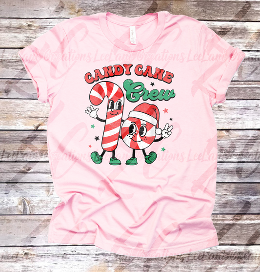 Festive Candy Cane Crew Christmas Tee | Unisex Holiday T-Shirt | Cute Family Christmas Matching Shirts