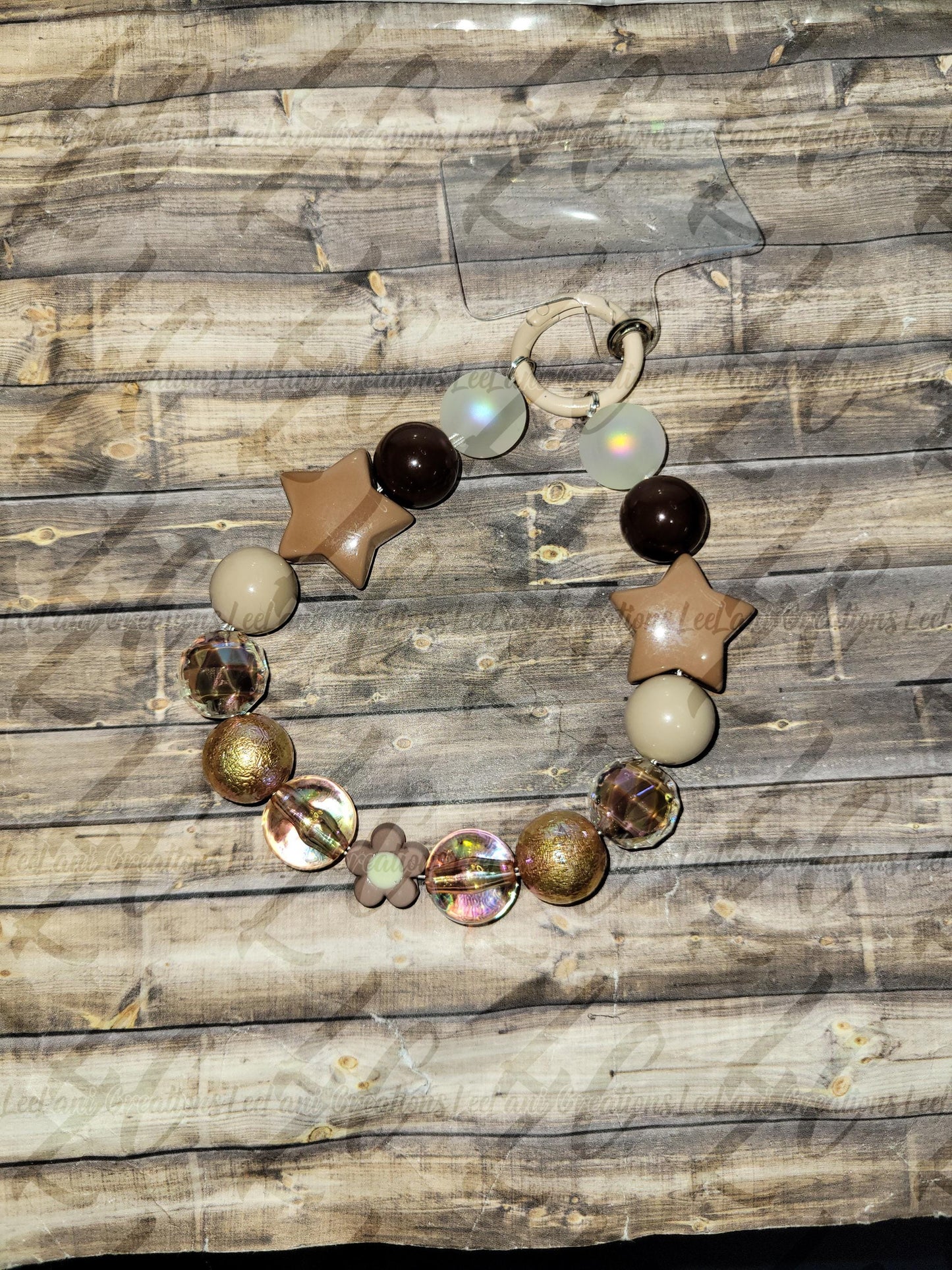 Neutral Star Charm Phone Accessory - Handmade Beaded Phone Strap