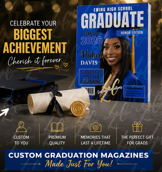 Custom Graduation Magazine — Personalized Senior Keepsake, Class of 2026 Honor Edition, 8-Page Custom Photo Magazine Gift