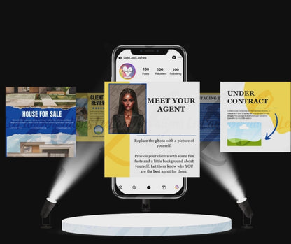 115 Real Estate Agent Instagram Templates + Bonus Social Media Mastery Guide |Instagram Templates | Real Estate Templates| Blue and Yellow