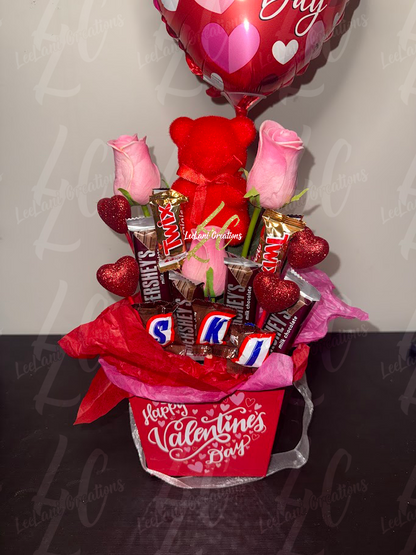 Valentine’s Day Candy Gift Basket with Balloon