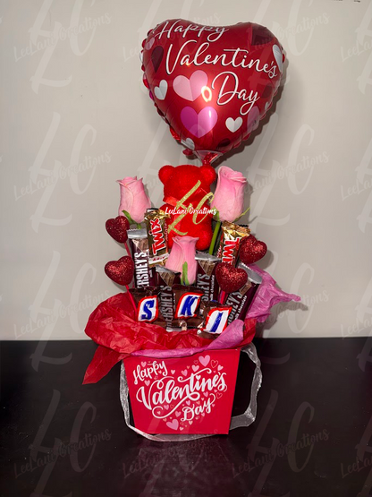 Valentine’s Day Candy Gift Basket with Balloon