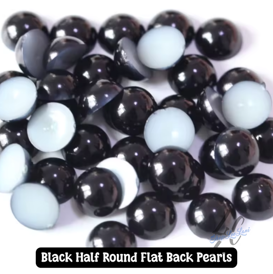 Black Half Round Flat Back Pearls 5mm ✨ ABS Flatback Pearls (Reusable Jar)