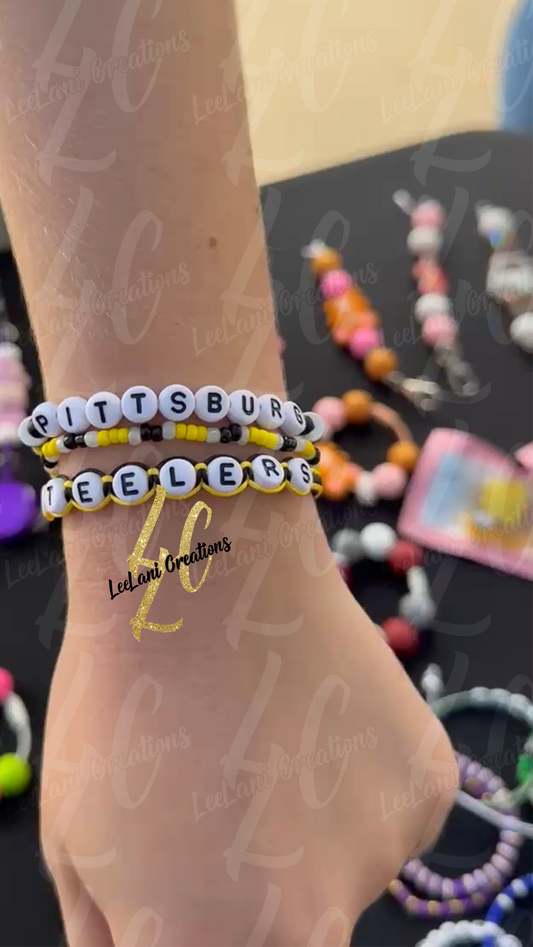 Custom Game Day Fan Stack Bracelet Set – 4 or 5 Piece Handmade Bracelet Stack | Team Color Jewelry for Sports Fans | Unisex Game Day Accessories