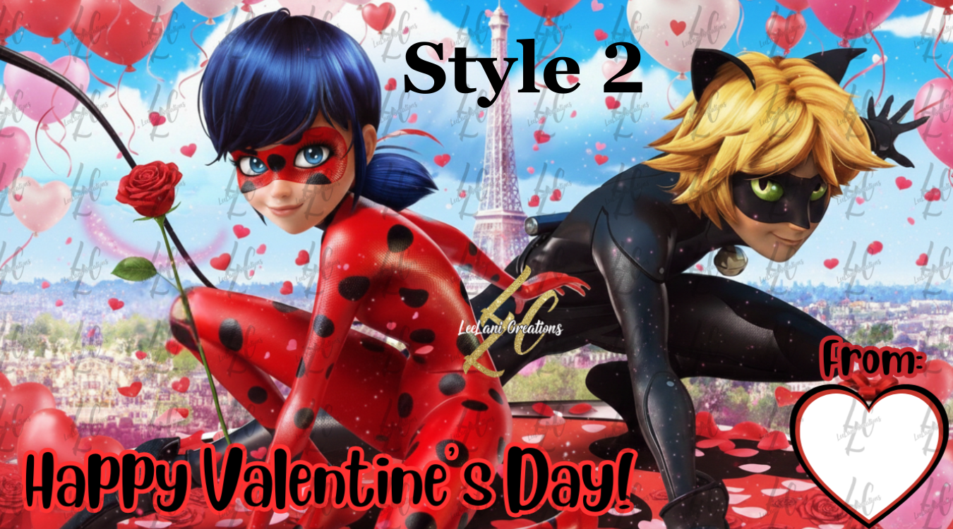 Miraculous Ladybug Inspired Valentine’s Day Cards | Kids Classroom Valentines | Personalized or Blank |