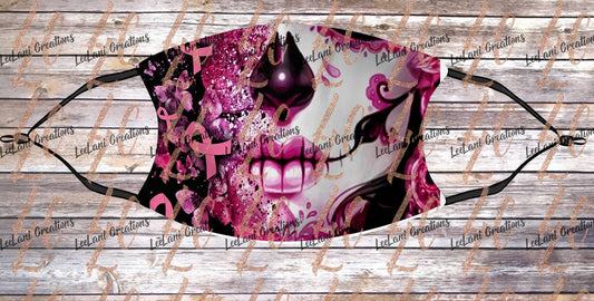 Breast Cancer Awareness Face Mask | Skull Face Mask