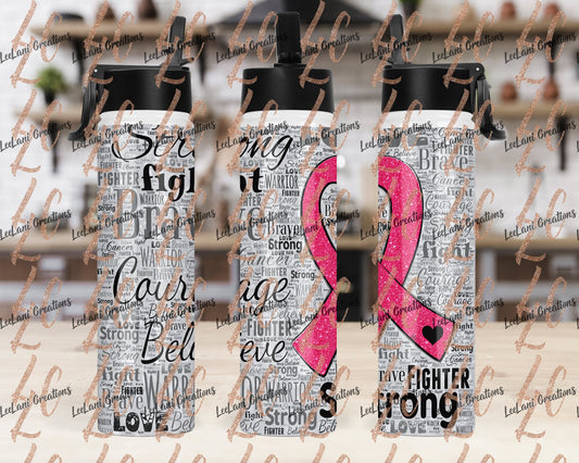 Breast Cancer Awareness 25 ounce Tumbler | Wear Pink Tumbler| Breast Cancer| Fighter | Survivor | Hydro Handle Water Tumbler