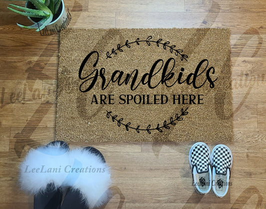 Grandkids Spoiled Here Doormat | No Guest Doormat | Welcome Mat | Funny Doormat | Cute Doormat| Custom Doormat