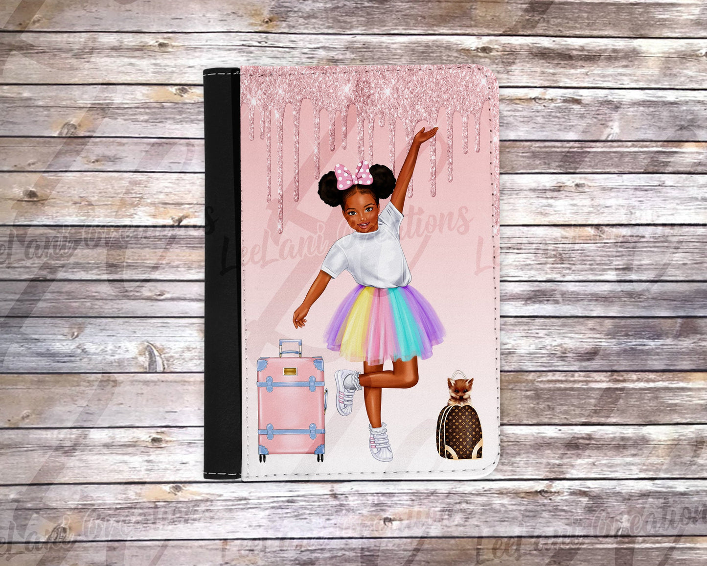 Little Girl Passport Holder|  Customized Little Girl Passport Holder | Name Passport Holder| Double Sided Passport Holder |Vaccine Card Holder