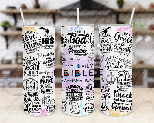 Bible Verse Tumbler | Christian Bible Verse Affirmations Tumbler | Bible 20oz tumbler